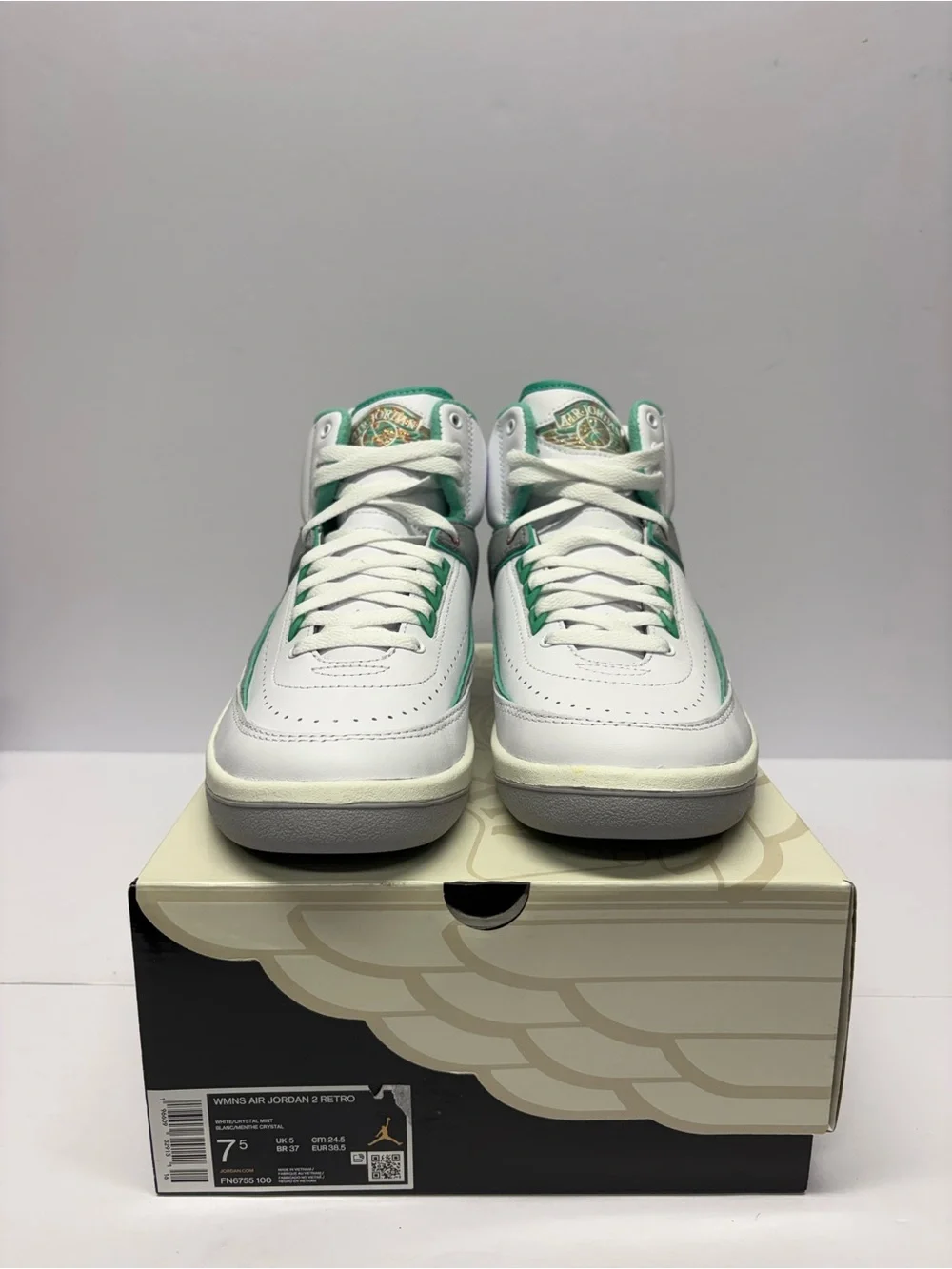 Jordan High-Top Sneakers in White, Gray and Green